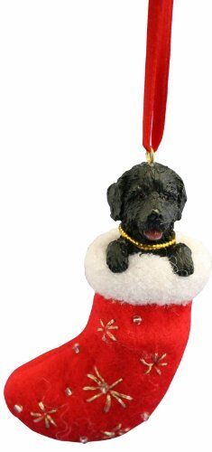 Newfoundland Christmas Stocking Ornament with "Santa's Little Pals" Hand Painted