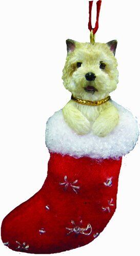 Cairn Terrier Christmas Stocking Ornament w "Santa's Little Pals" Hand Painted