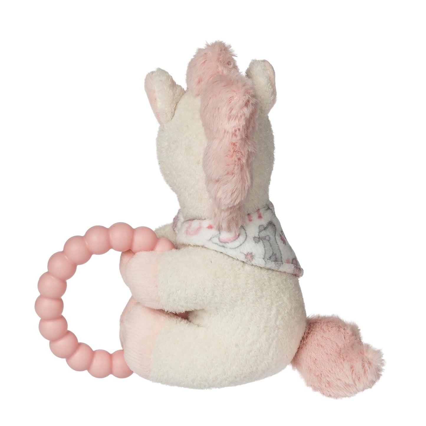 Mary Meyer Soft Baby Rattle with Teether Ring, 6-Inches, Cream Giddy Up Pony