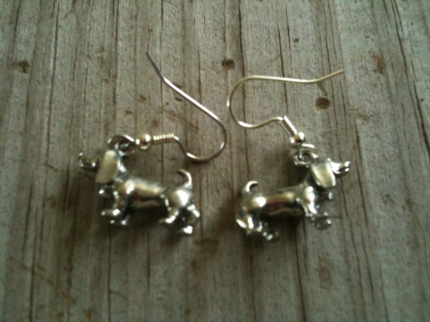 Bassett Hound / Dachshund Dog Silver Plated Lead Free Pewter Earrings