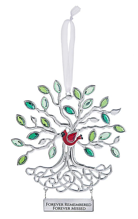 Forever Remembered Cardinal and Tree of Life, 5" W Ornament/Sun-catcher