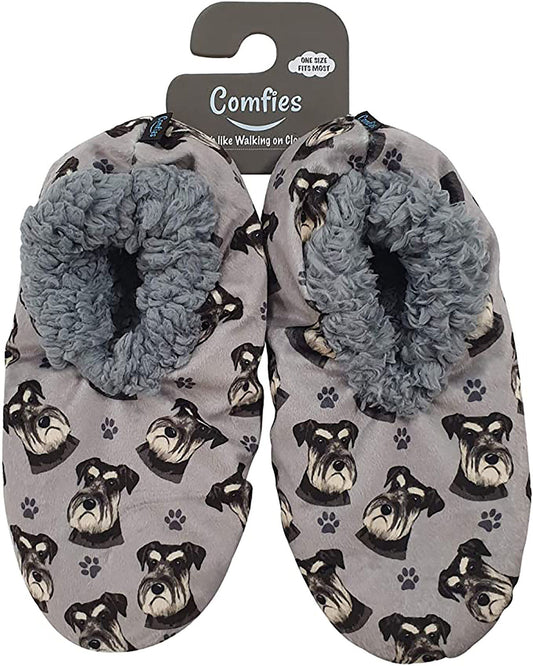 Comfies Womens Schnauzer Uncropped Slippers - Sherpa Lined Animal Print Booties