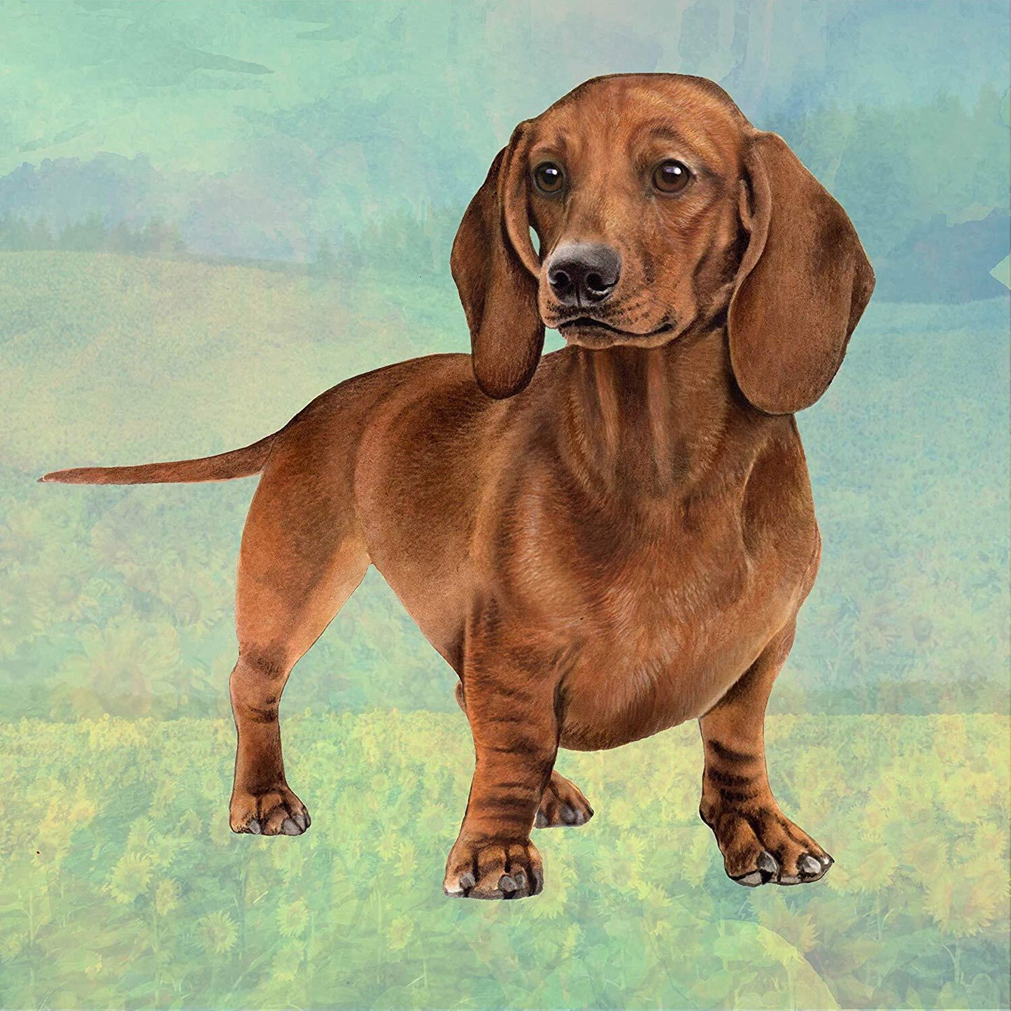 Dachshund (Red Standing) Tabletop Drink Coaster (1)