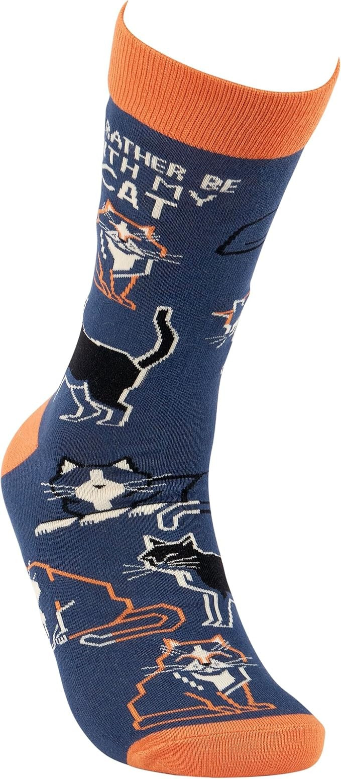 Primitives by Kathy - I'd Rather Be With My Cat Unisex Socks, One Size