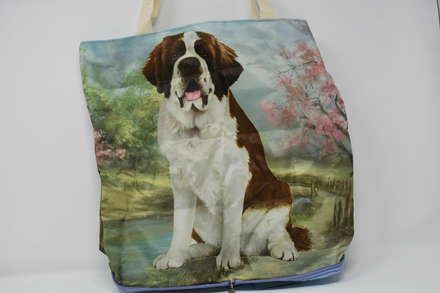 Saint Bernard Foldable Tote Bag - Waterproof - Zipper Market Tote