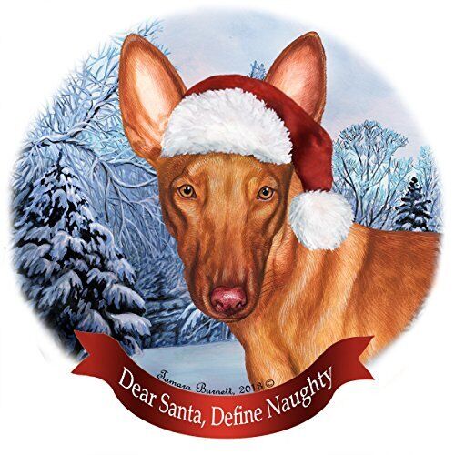 Holiday Pet Gifts Pharaoh Hound Santa Hat Dog Porcelain Christmas Tree Ornament