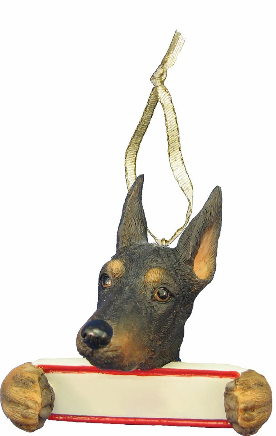 Doberman Ornament "Santa's Pals" With Personalizable Name Plate