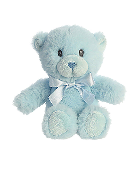 Ebba Plush Stuffed Animal My First Teddy Bear Blue Boy Animal Rattle 7" Tall