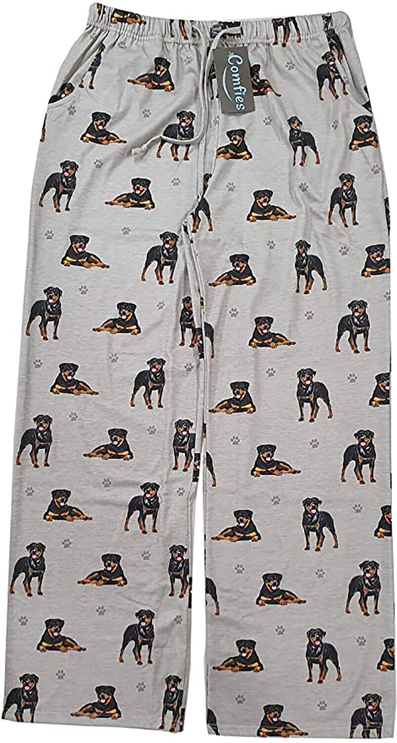 Rottweiler Unisex Lightweight Cotton Blend Pajama Bottoms- Medium