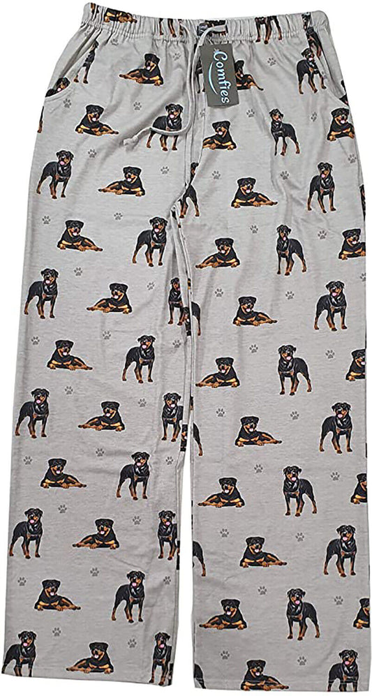Rottweiler Unisex Lightweight Cotton Blend Pajama Bottoms- Medium