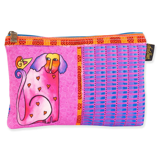 Laurel Burch Classic Dogs Cosmetic Bag (pink/purple stripes C), Lover Dog