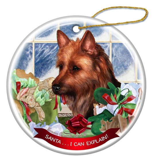 Australian Terrier Dog Porcelain Ornament Pet Gift 'Santa.. I Can Explain!'