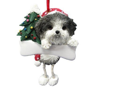 Shih Tzu Ornament with Unique "Dangling Legs" Hand Painted Easily Personalized