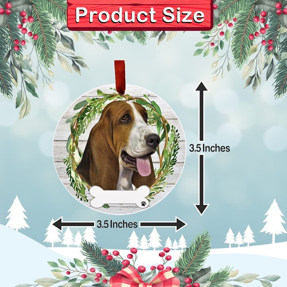 Basset Hound Ornament - E&S Pets, DIY Personalizable, Ceramic Round Ornament