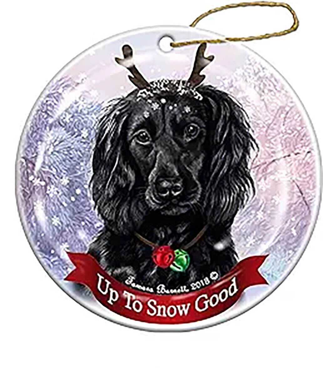 Holiday Pet Gifts Boykin Spaniel Black Reindeer Dog Porcelain Christmas Ornament