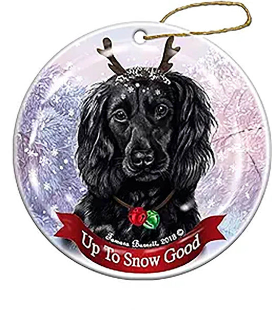 Holiday Pet Gifts Boykin Spaniel Black Reindeer Dog Porcelain Christmas Ornament