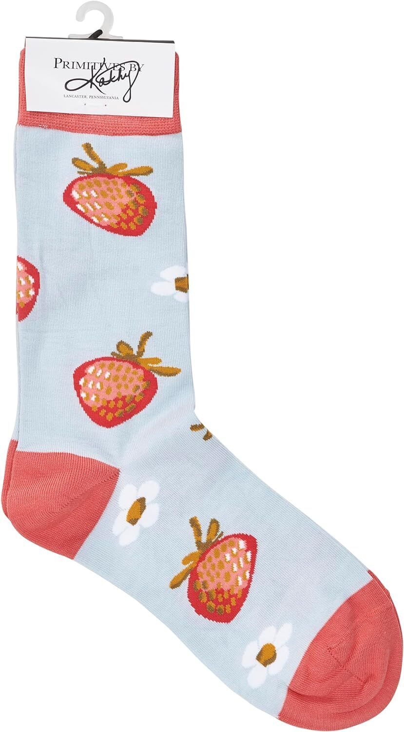 Primitives by Kathy Socks - Strawberry Socks, One Size, Unisex