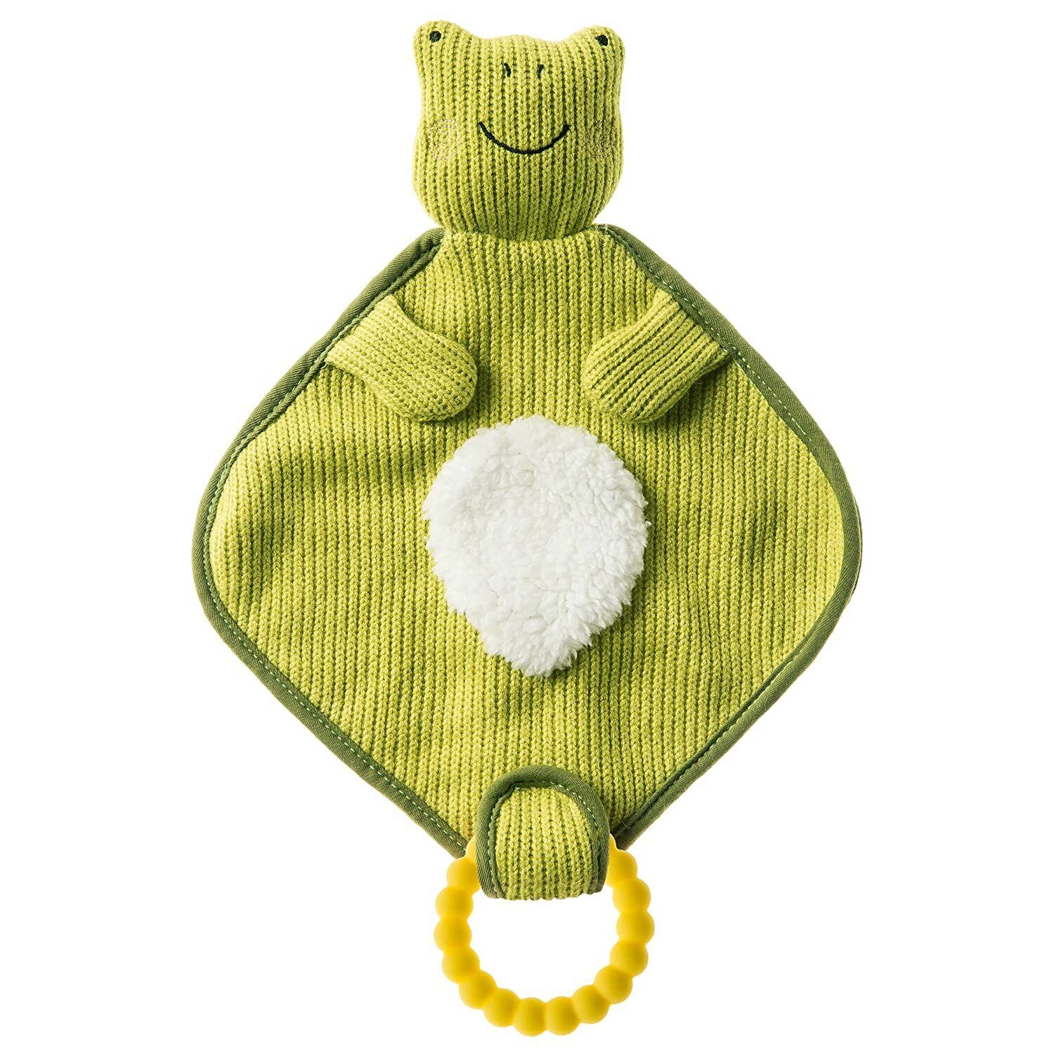 Mary Meyer Knitted Nursery Lovey with Silicone Teether, 10-Inches, Frog