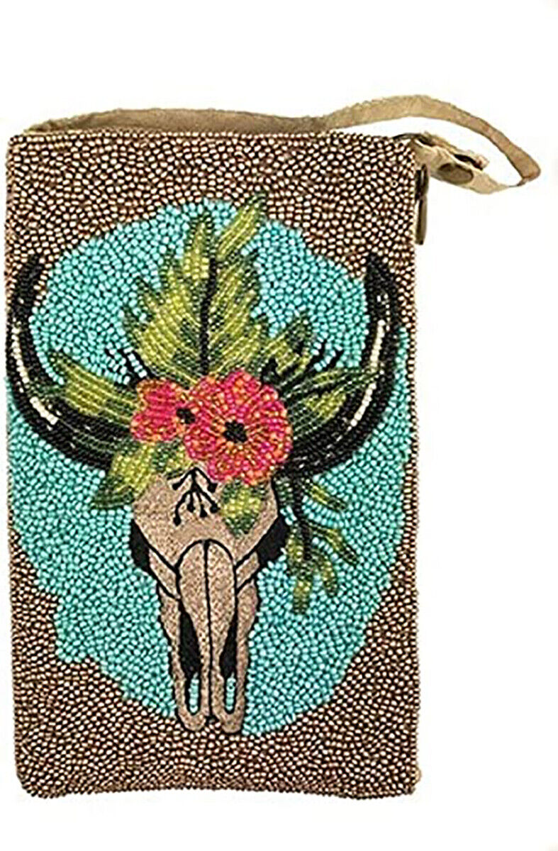 Bamboo Trading Company Cell Phone or Club Bag, Boho Skull, Longhorn