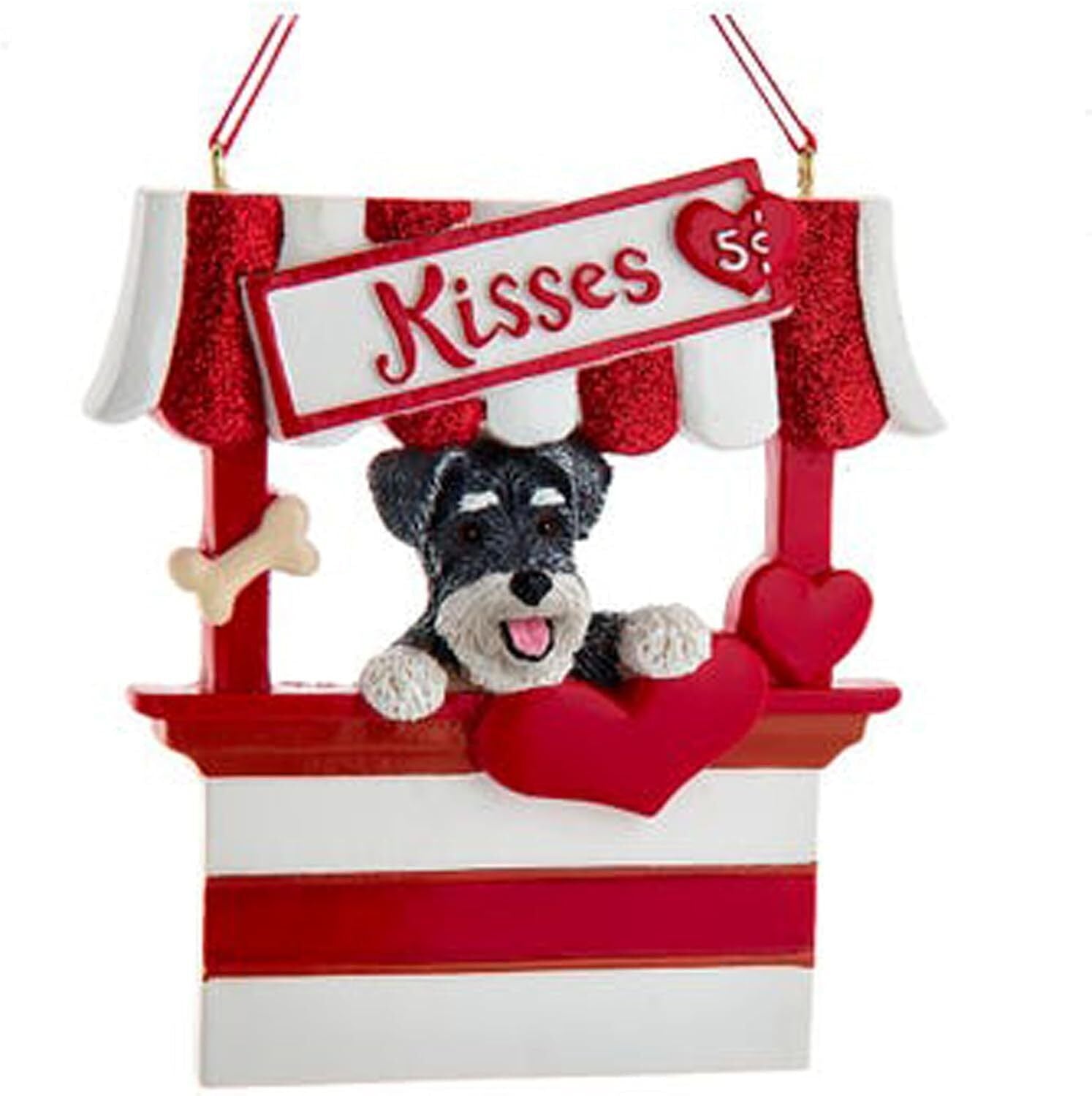 Kurt Adler Schnauzer Dog Kissing Booth Christmas Tree Ornament - 4" Resin