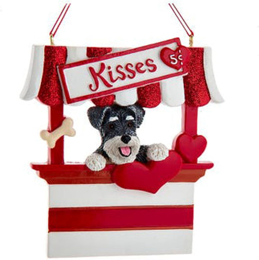 Kurt Adler Schnauzer Dog Kissing Booth Christmas Tree Ornament - 4" Resin