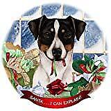 Rat Terrier Tri Uncropped Dog Porcelain Ornament 'Santa. I Can Explain!'