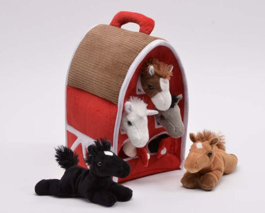 Plush Horse Barn Carrying Case with 5 Horses