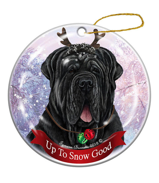 Neapolitan Mastiff Black Uncropped Dog Porcelain Ornament Reindeer Dog