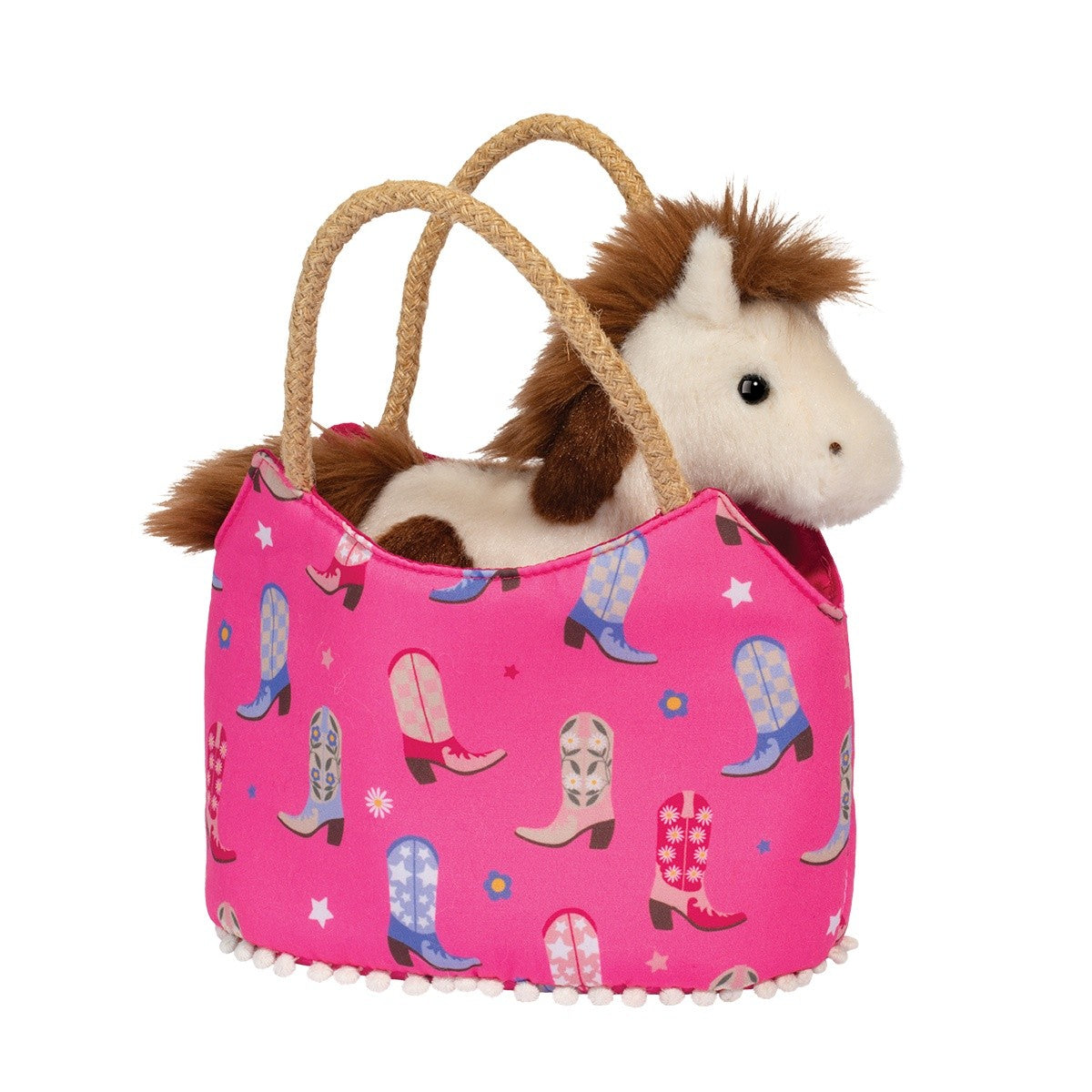 Douglas Cowgirl Boots Sassy Sak Tote with Horse Plush Stuffed Animal Toy, 7"