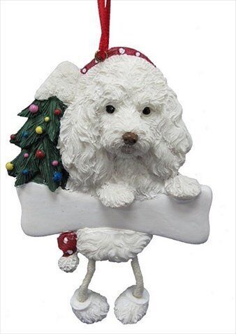 White Maltipoo Ornament  "Dangling Legs" Hand Painted and Easily Personalized