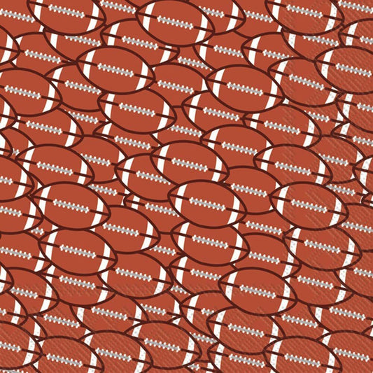 Boston International 5x5 in Paper Cocktail Napkin Football Red Brown Pack of 20