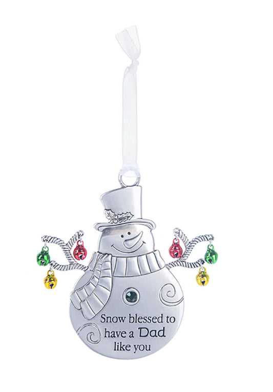 Ganz Decorative Snowman w Bells Ornament - Snow blessed to have a Dad like you