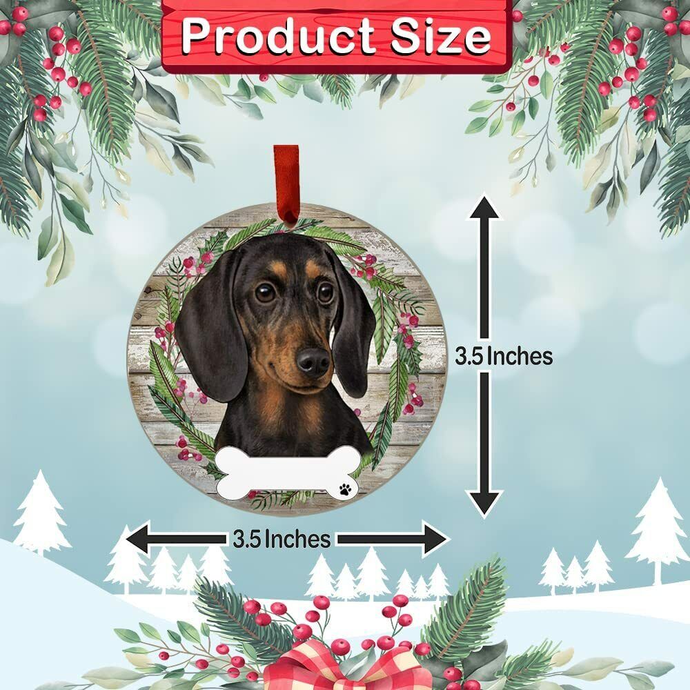 Black Dachshund Ornament - E&S Pets, DIY Personalizable, Ceramic Round Ornament