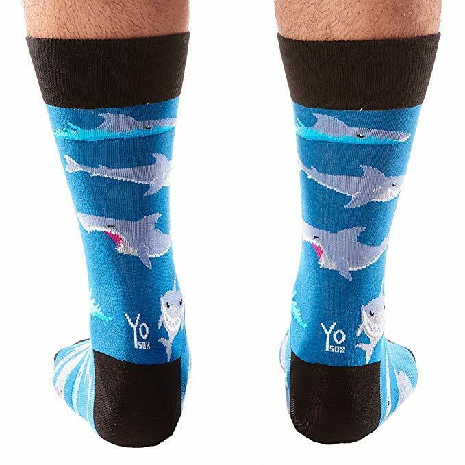 Yo Sox Men's Crew Socks SHARKS