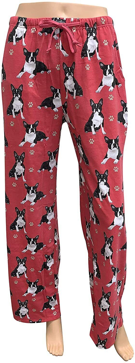 Boston Terrier Unisex Lightweight Cotton Blend Pajama Bottoms- Medium