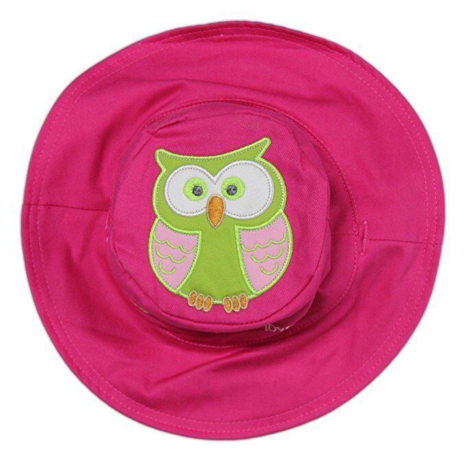 FlapJackKids Baby and Toddler Reversible Sun Hats (6mo-2T, Peacock/Owl)