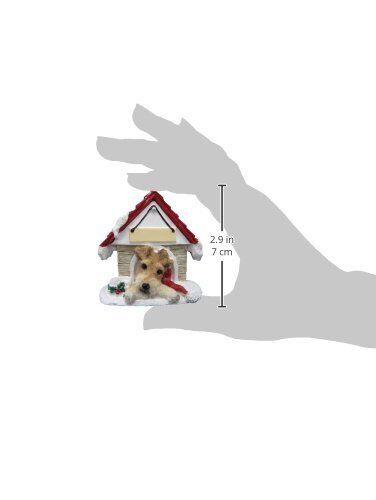Wire Fox Terrier Doghouse Ornament Hand Painted Easily Personalized