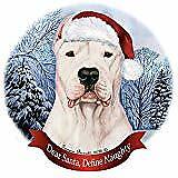 Holiday Pet Gifts Dogo Agentino Cropped Dog Santa Hat Porcelain Ornament