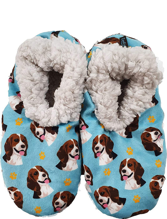 Comfies Womens Beagle Dog Slippers - Sherpa Lined Animal Print Booties