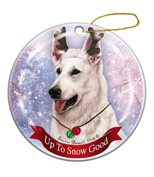 Holiday Pet Gifts White German Shepherd Dog Porcelain Christmas Ornament