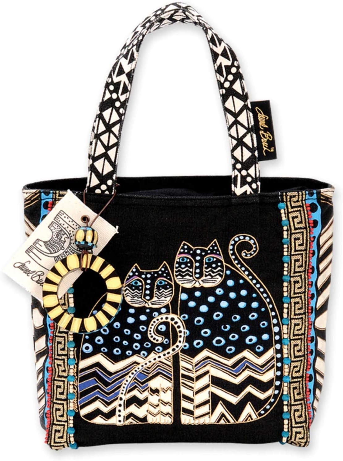 Laurel Burch Polka Dot Gatos Spotted Cats Small Tote, 8.5 x 8.25 x 2.75"