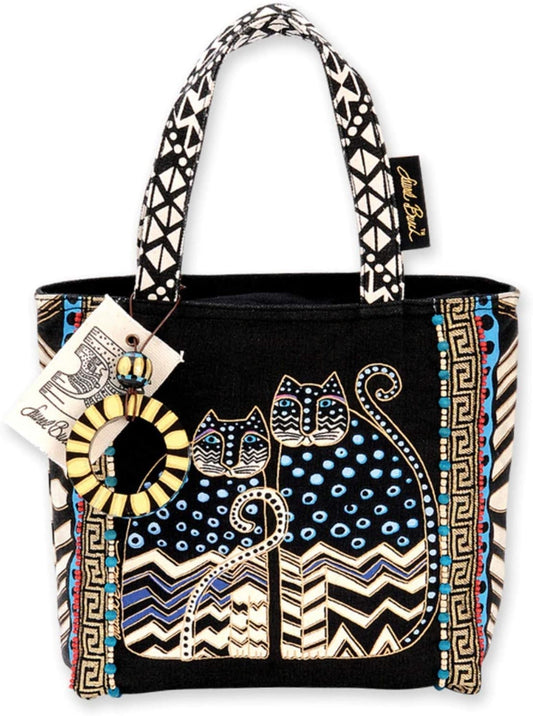 Laurel Burch Polka Dot Gatos Spotted Cats Small Tote, 8.5 x 8.25 x 2.75"