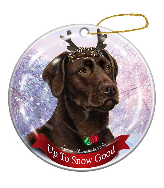 Holiday Pet Gifts Chocolate Labrador Dog Porcelain Christmas Ornament