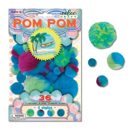 Tropical Sea Colors Green and Blue Pom Pom Craft Kit