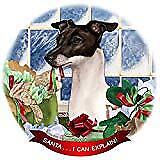 Italian Greyhound Black/White Dog Porcelain Ornament 'Santa. I Can Explain!'