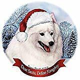 Holiday Pet Gifts Japanese Spitz Dog Santa Hat Porcelain Ornament