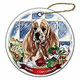 Parti Cocker Spaniel Buff Dog Porcelain Ornament 'Santa. I Can Explain!'