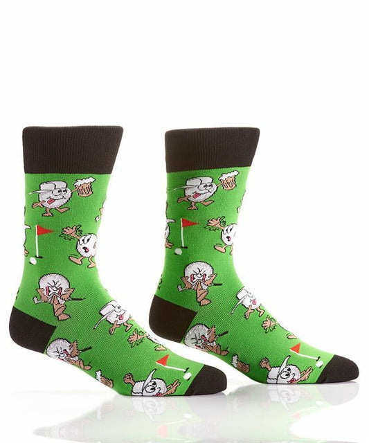 Yo Sox Putt And Pint - Funky Men's Crew Socks for Dress or Casual Wear Size 7-12