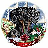 Dachshund SH Dapple Light Dog Porcelain Ornament 'Santa. I Can Explain!'