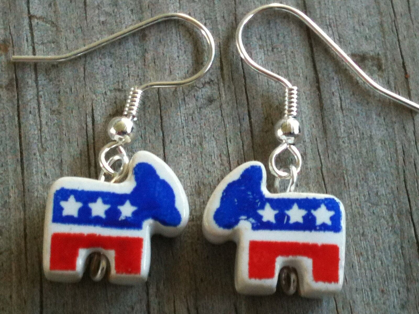 Porcelain Ceramic Democratic Donkey Election Earrings